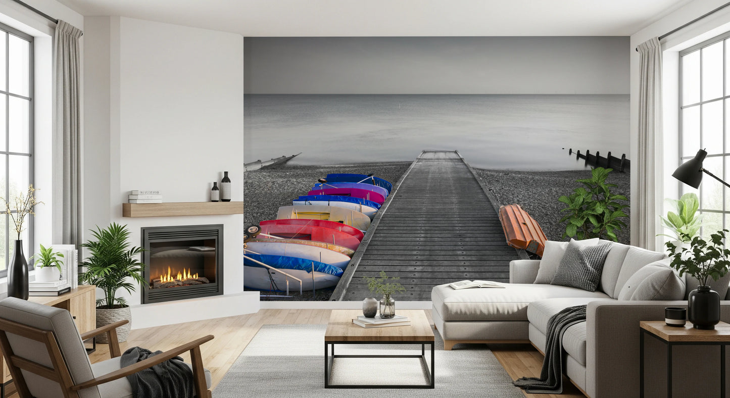 Kayaks on Pier Wall Mural