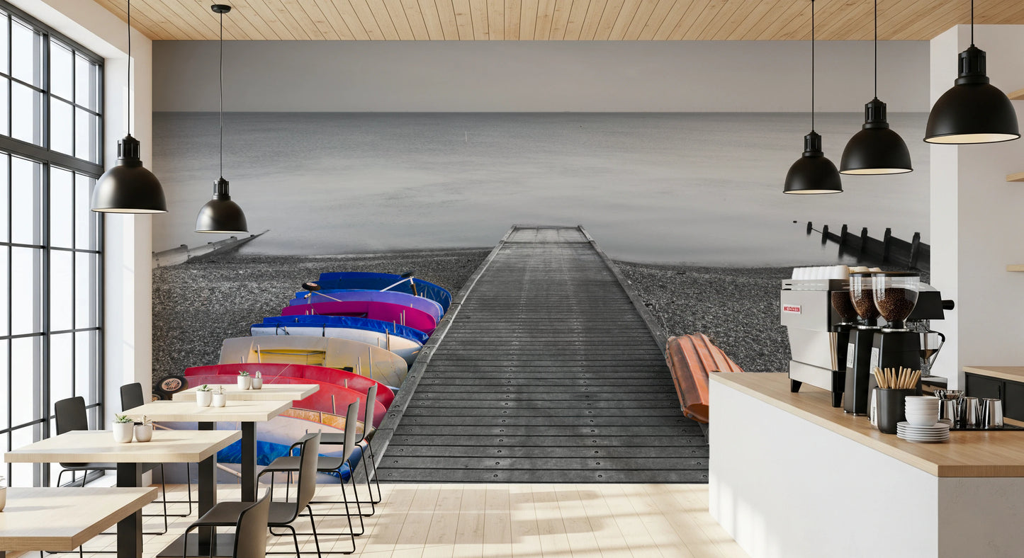 Kayaks on Pier Wall Mural