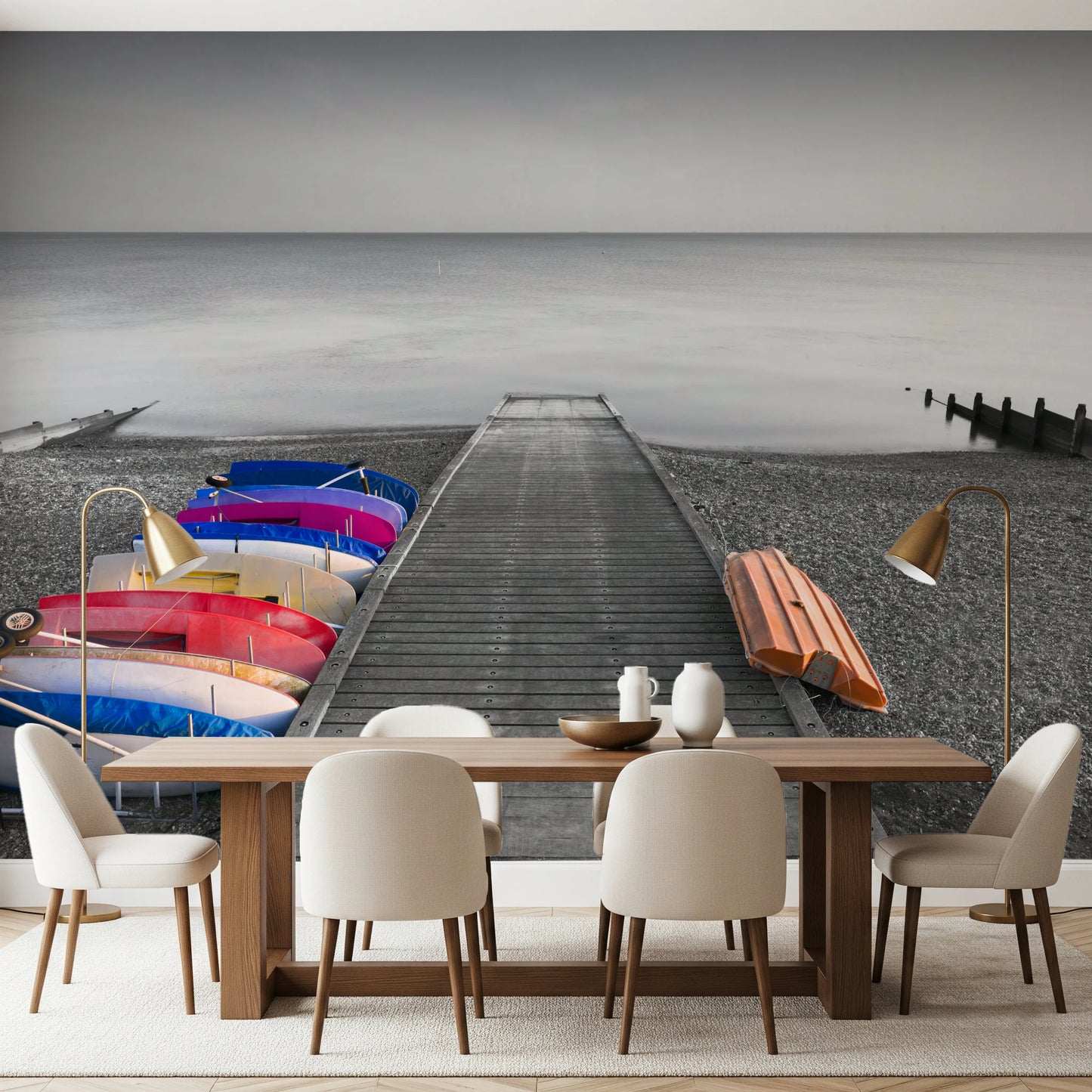 Kayaks on Pier Wall Mural