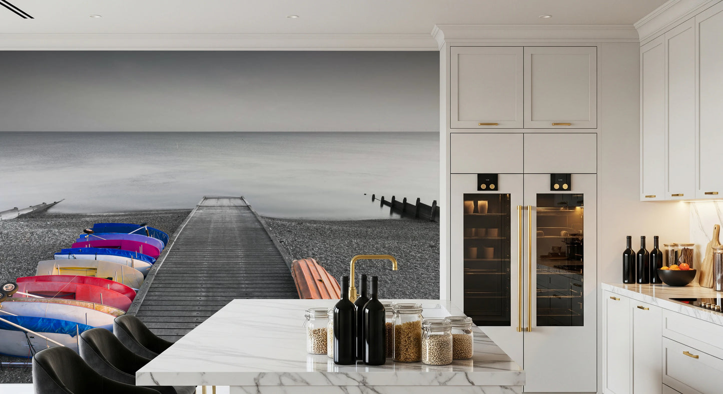 Kayaks on Pier Wall Mural