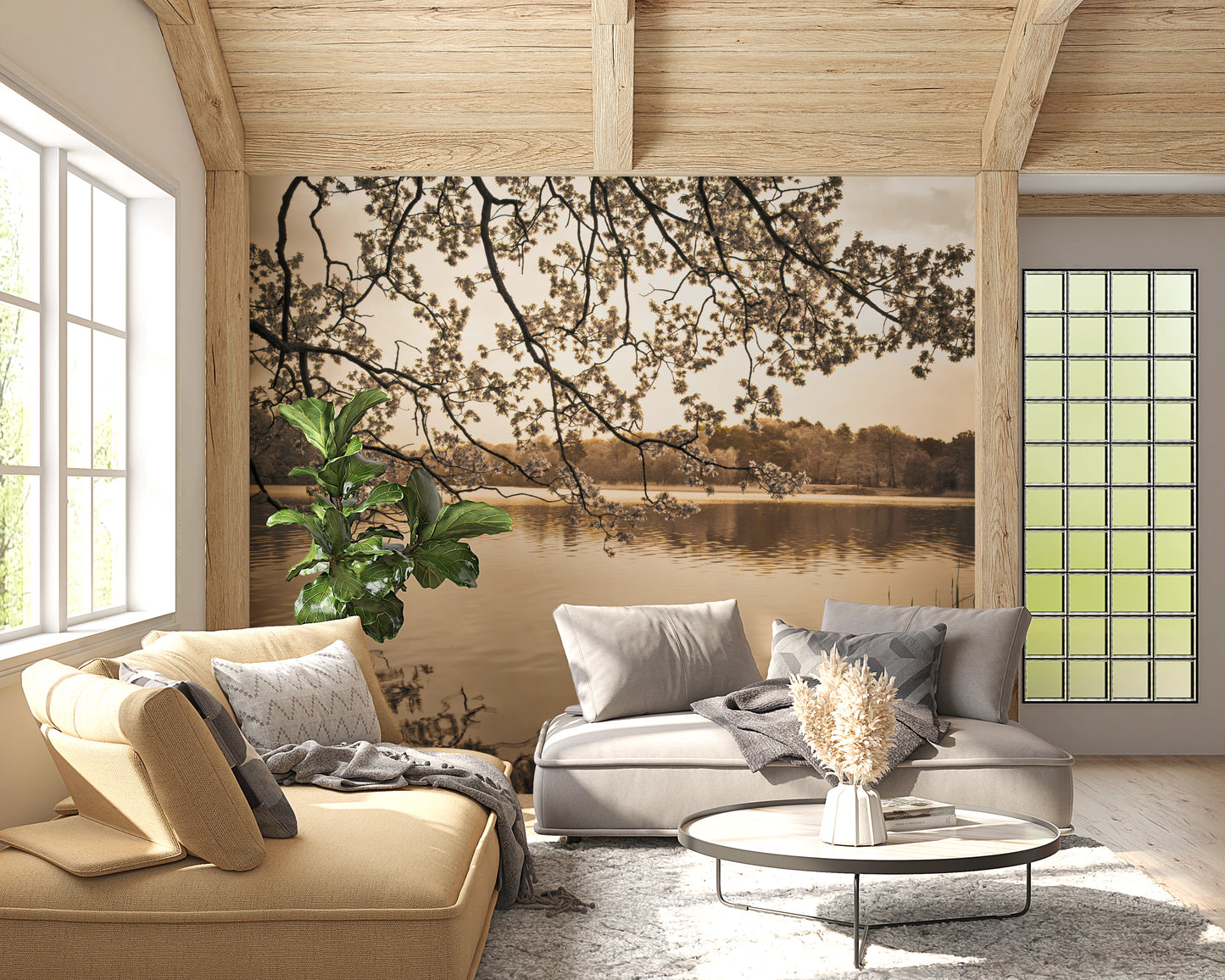 Branches above Lake Wall Mural