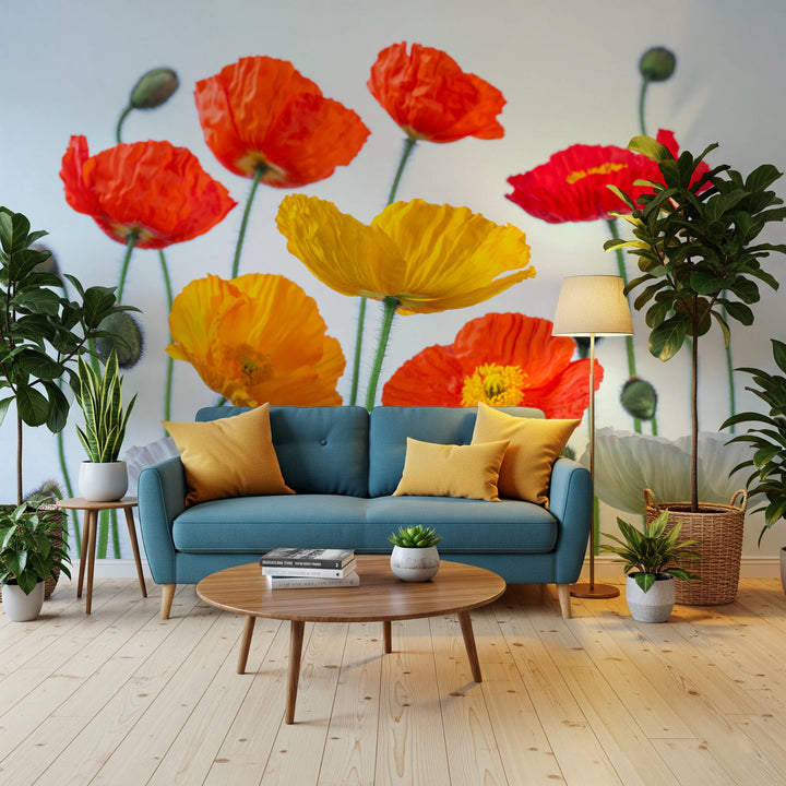 Poppy Field Burst Wall Mural
