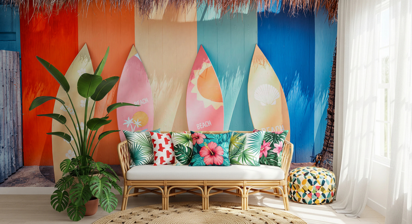 Beach Vibes Surfboards Wall Mural