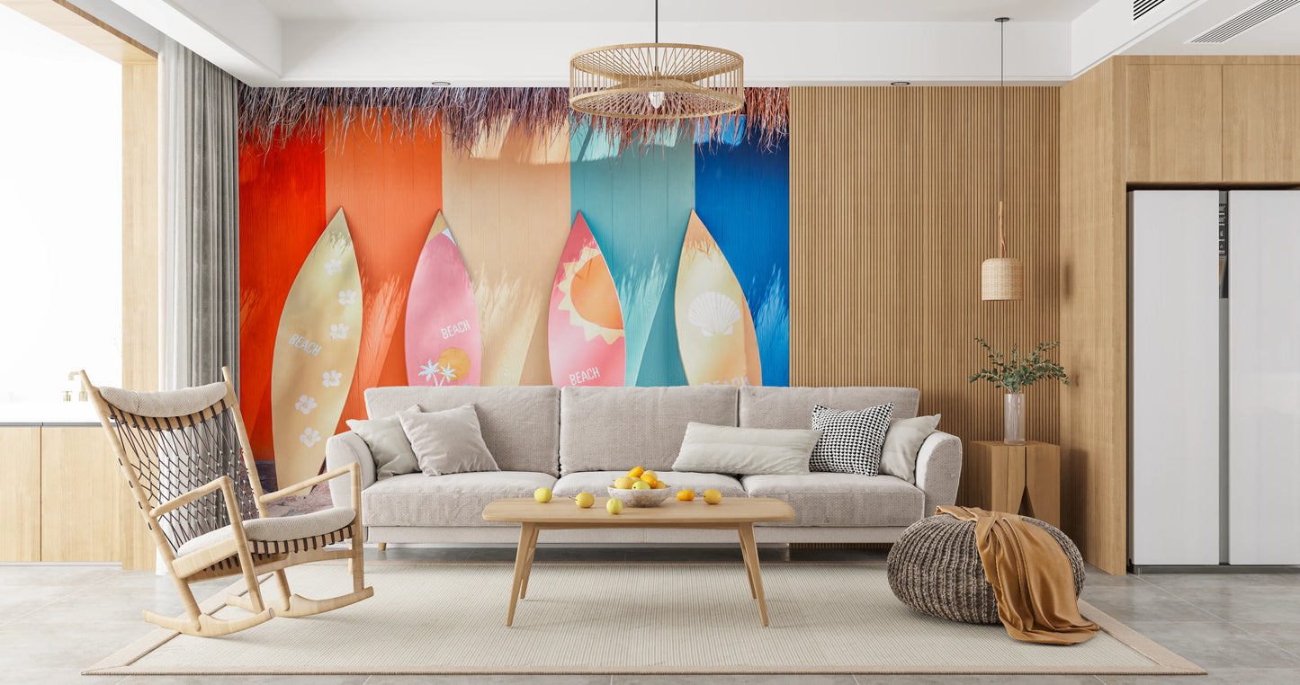 Beach Vibes Surfboards Wall Mural