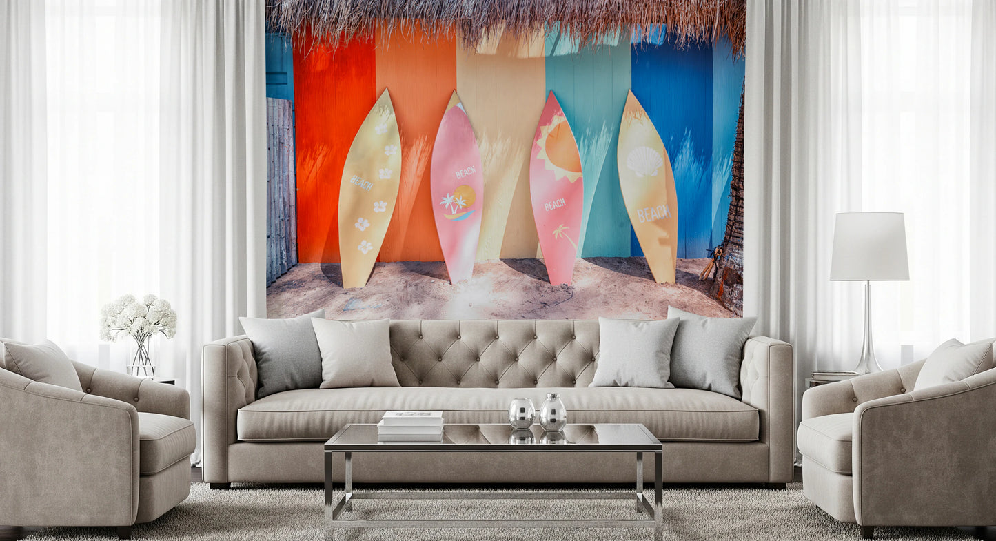 Beach Vibes Surfboards Wall Mural