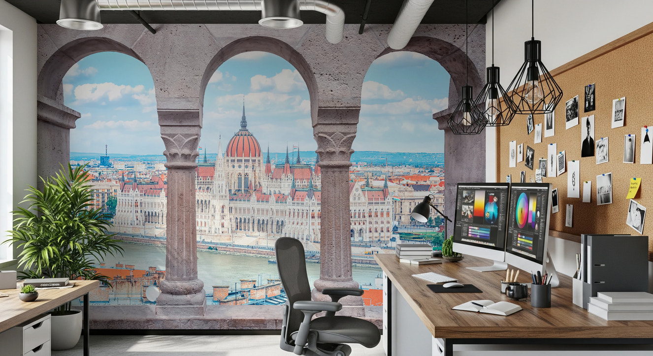 Budapest Vista Arches Wall Mural