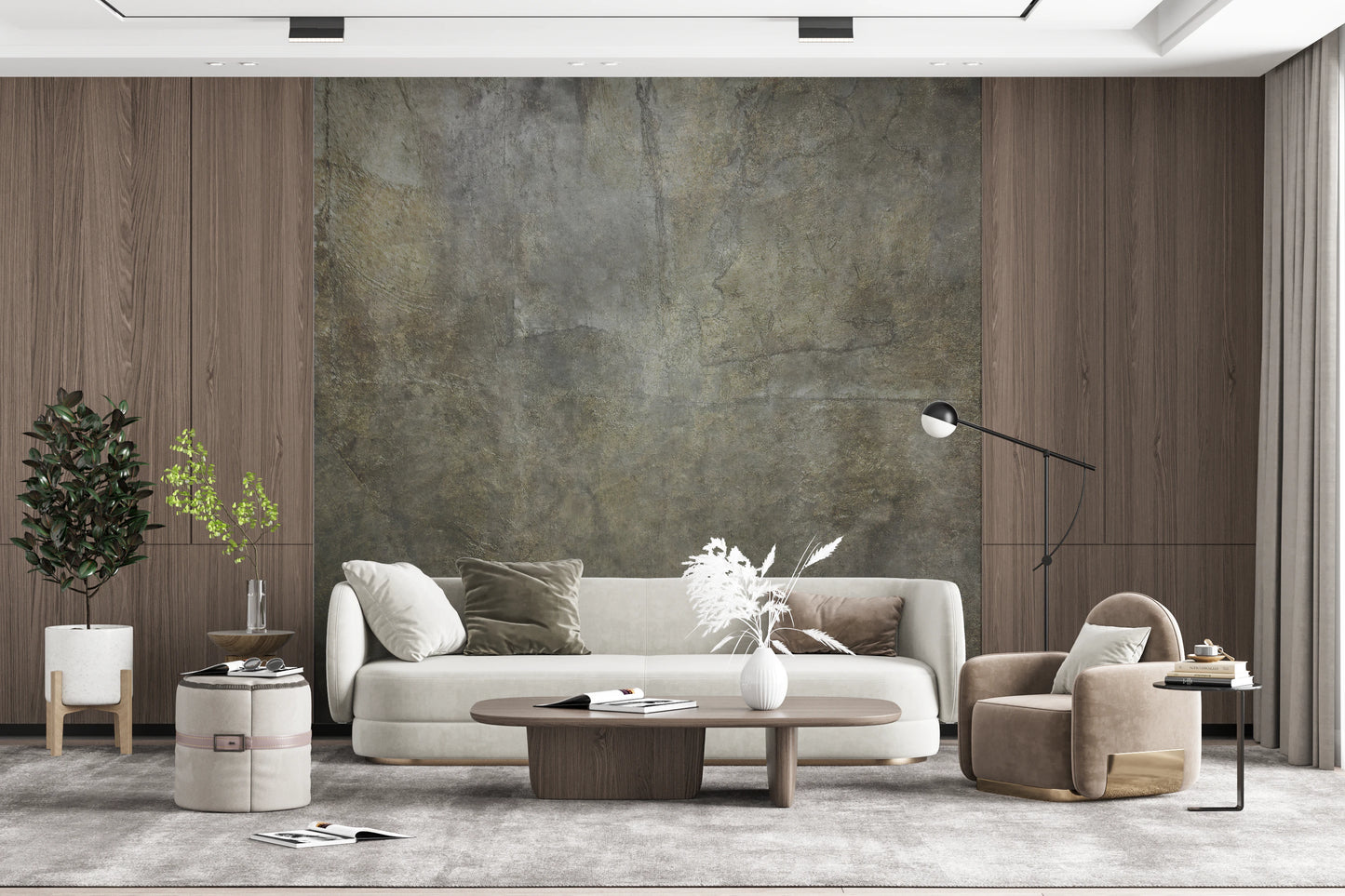 Golden Paper Collage Wall Mural