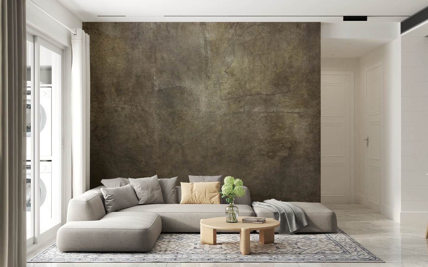 Bronze Paper Collage Wall Mural
