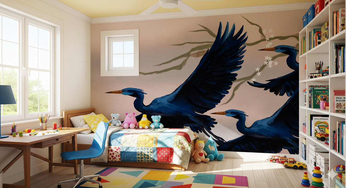 Heron's Bloom Wall Mural