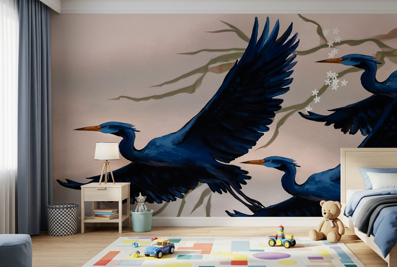 Heron's Bloom Wall Mural