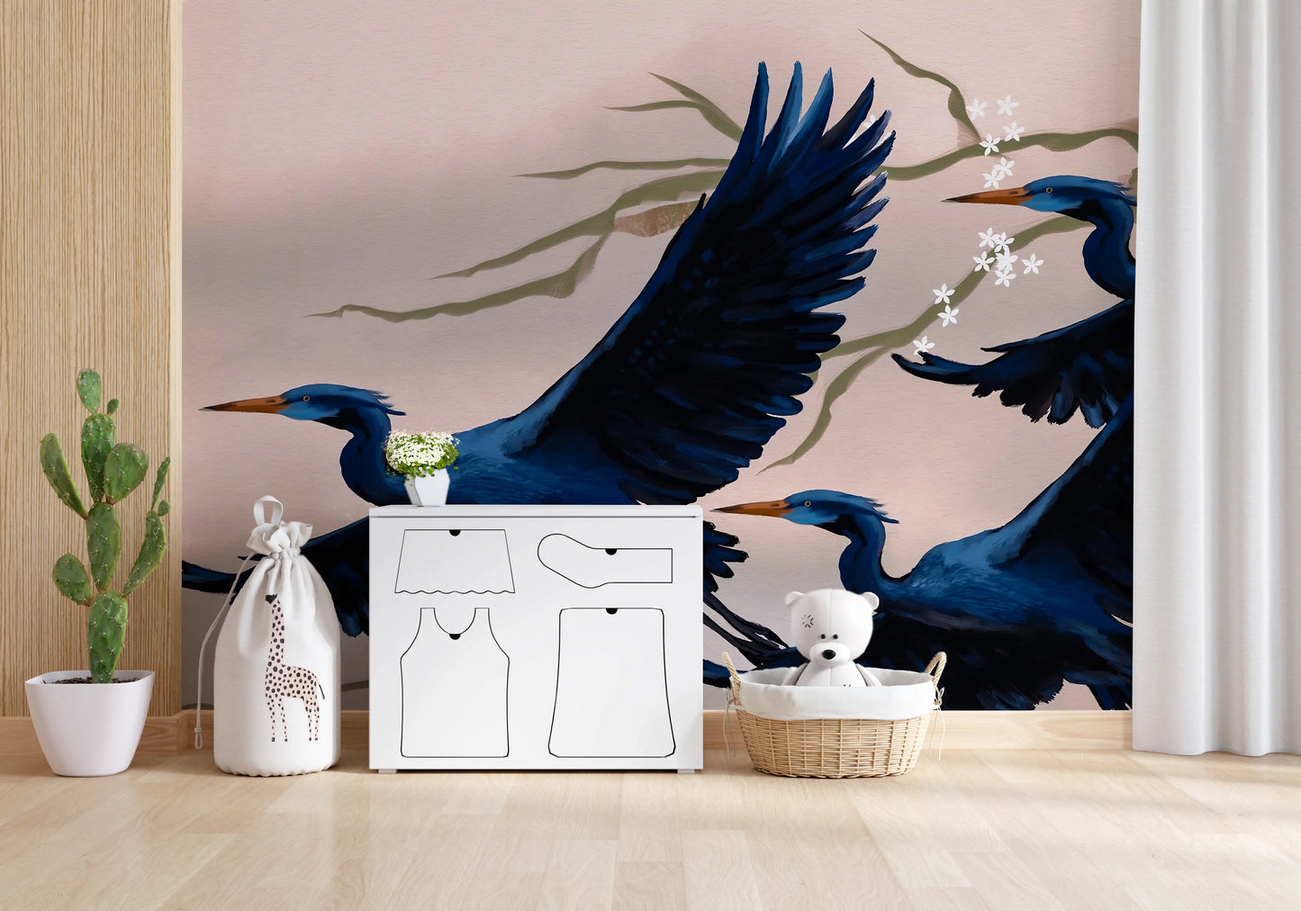 Heron's Bloom Wall Mural