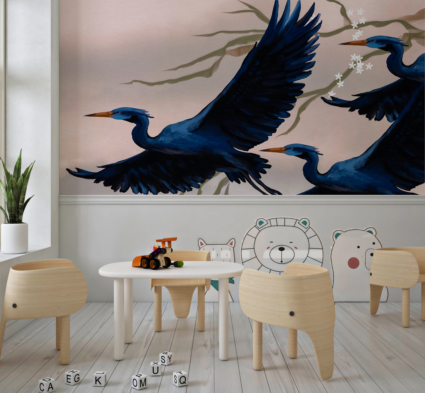 Heron's Bloom Wall Mural