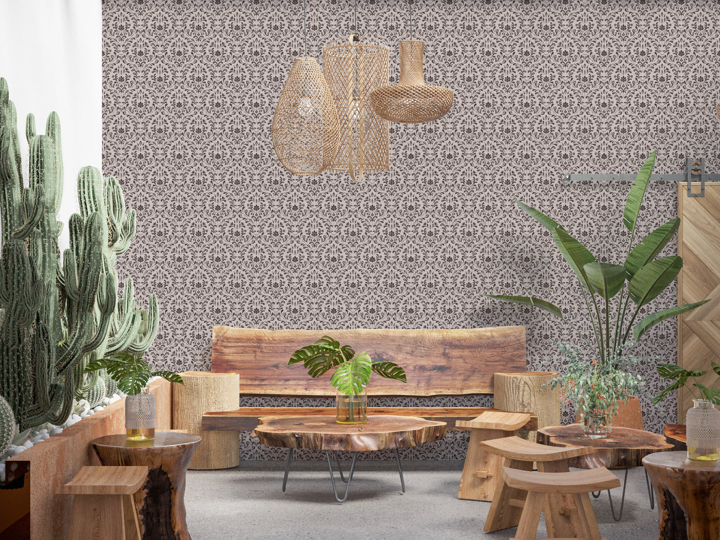 Rustic Damask Wallpaper⁠