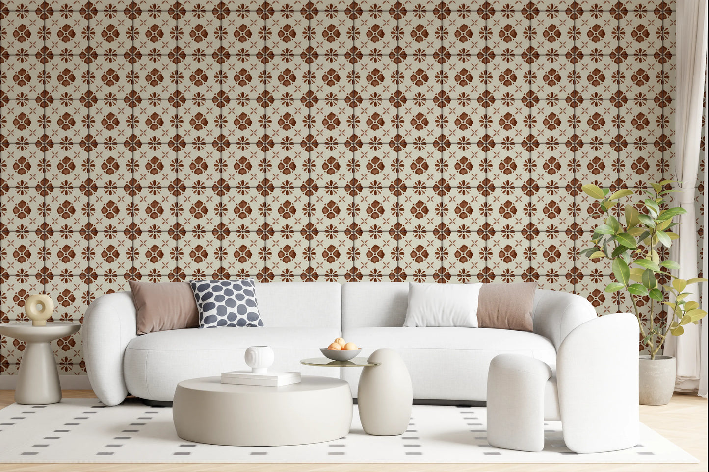 Farmhouse Classic Backsplash Clay Wallpaper⁠