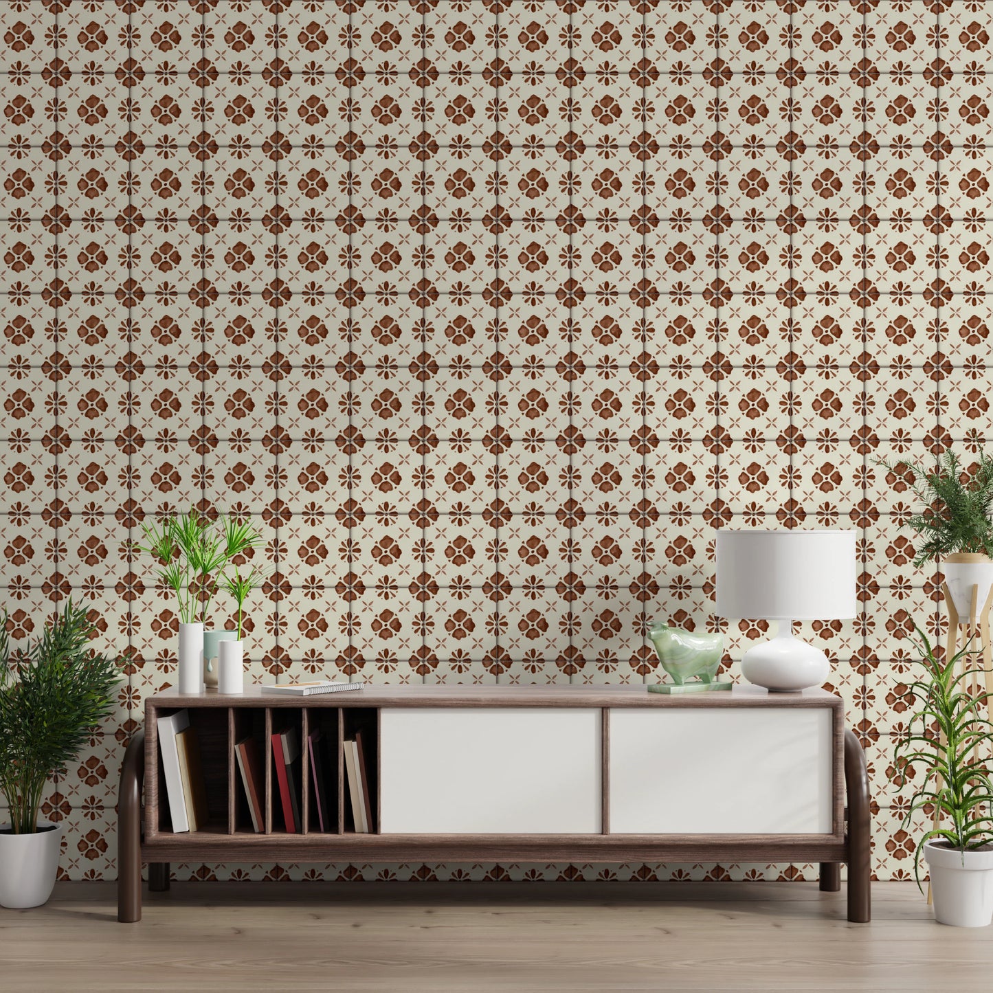 Farmhouse Classic Backsplash Clay Wallpaper⁠