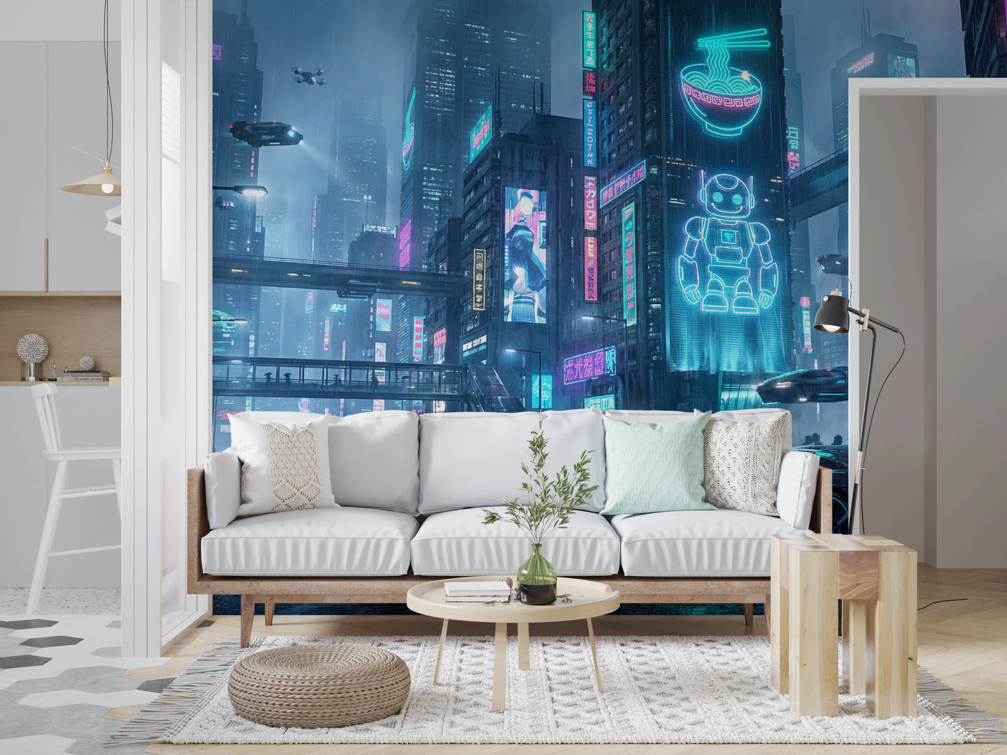 Neon Dreams Cityscape Wall Mural