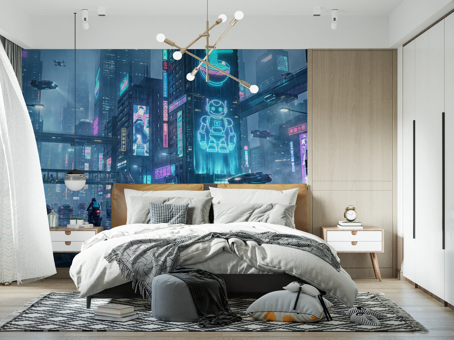 Neon Dreams Cityscape Wall Mural