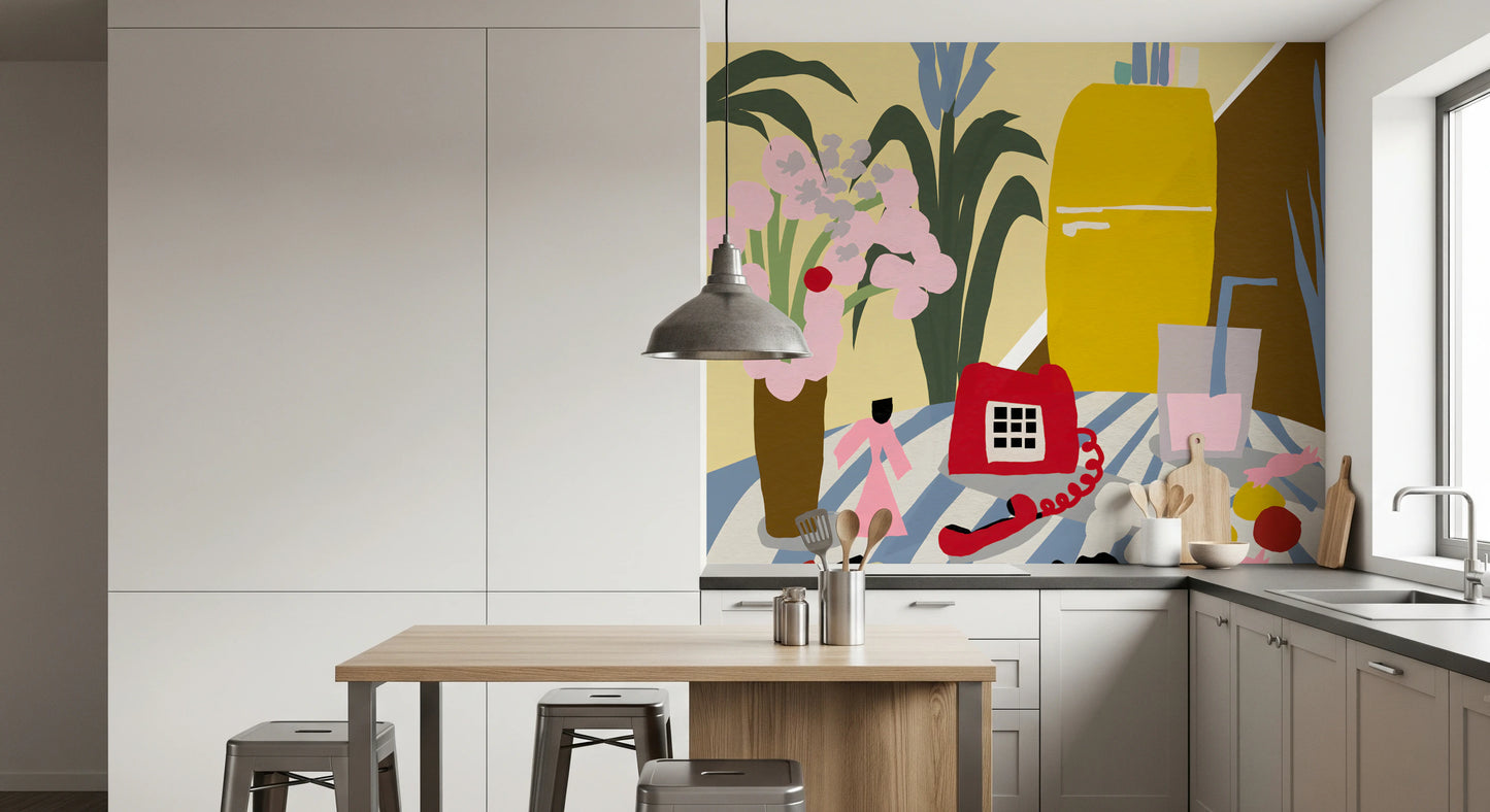 Vintage mid century kitchen still life Wall Mural