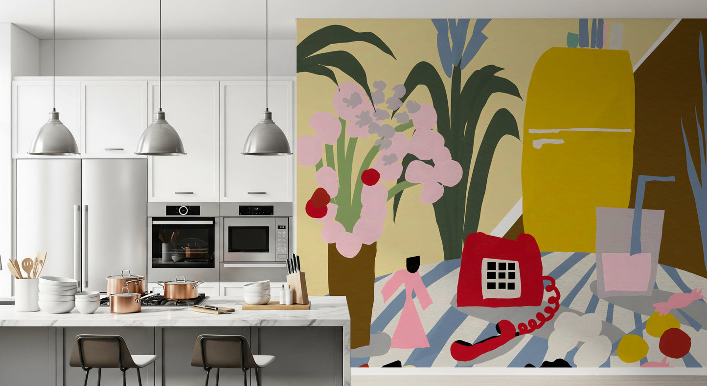 Vintage mid century kitchen still life Wall Mural