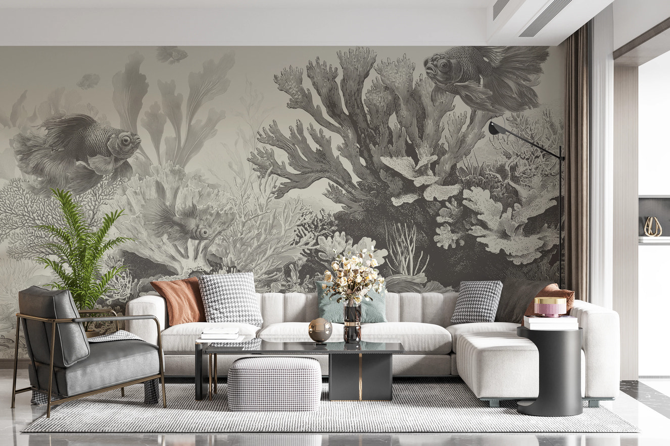 The Aquarium - Greige Wall Mural