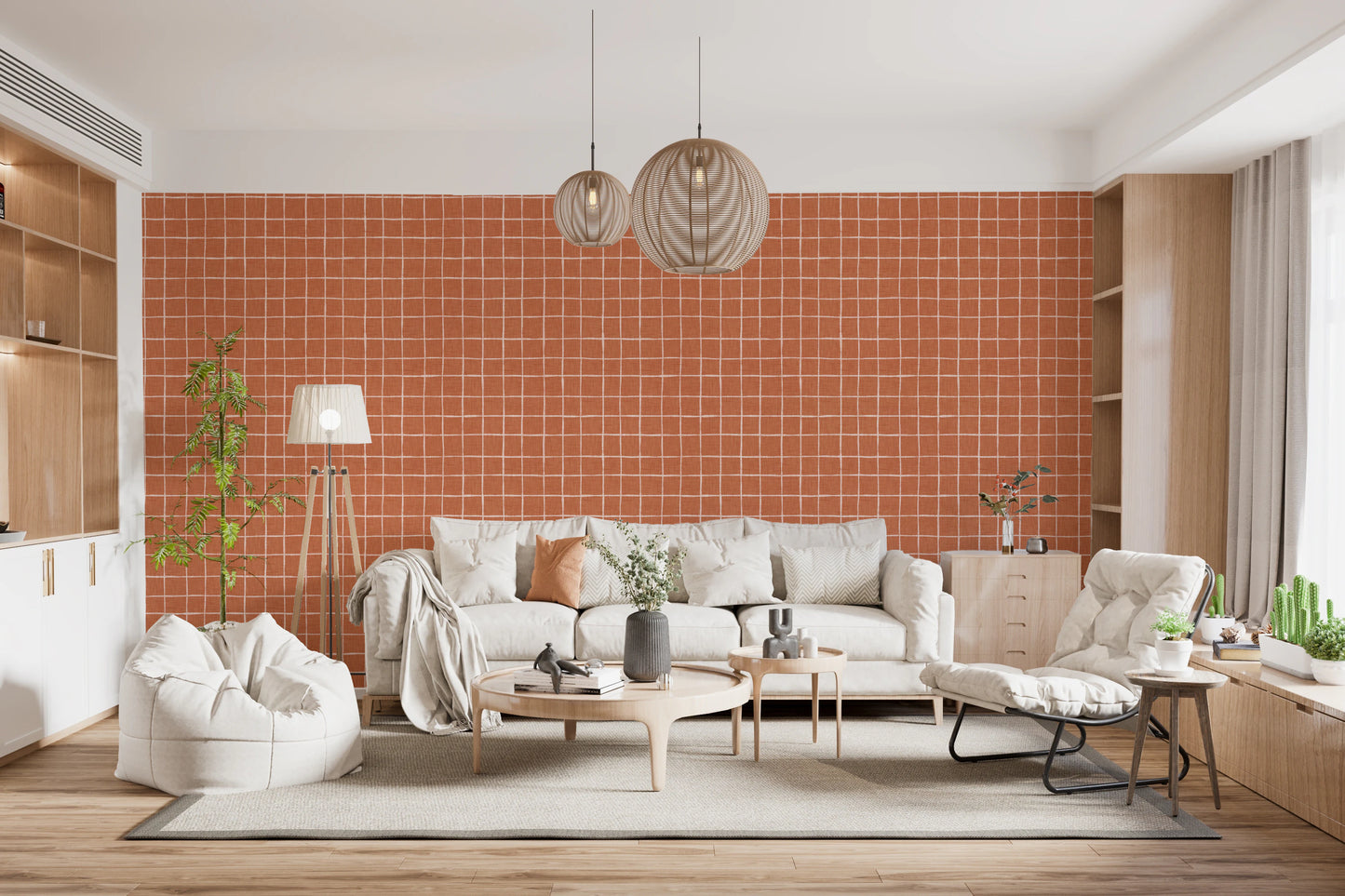 Terracotta Grid Wallpaper⁠
