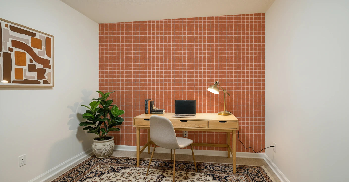 Terracotta Grid Wallpaper⁠