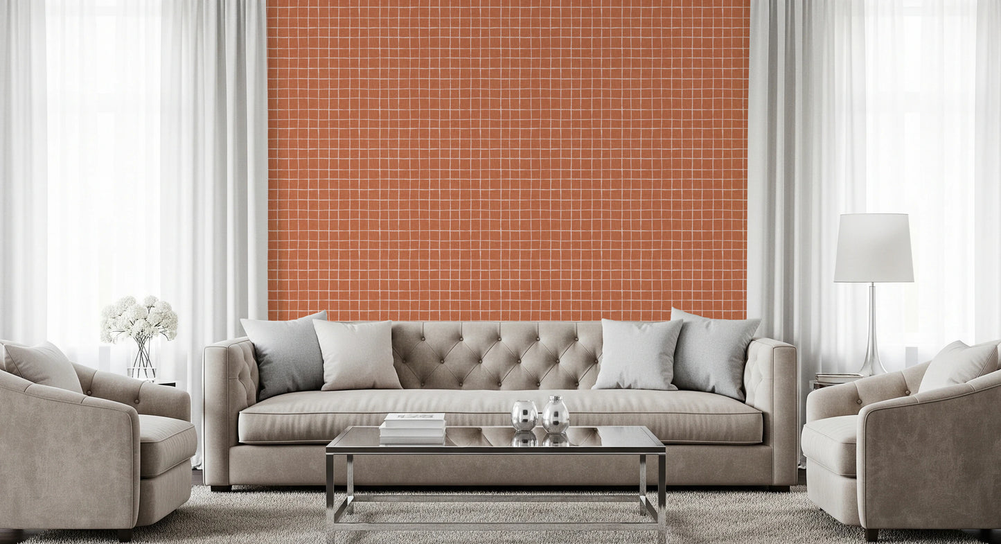 Terracotta Grid Wallpaper⁠