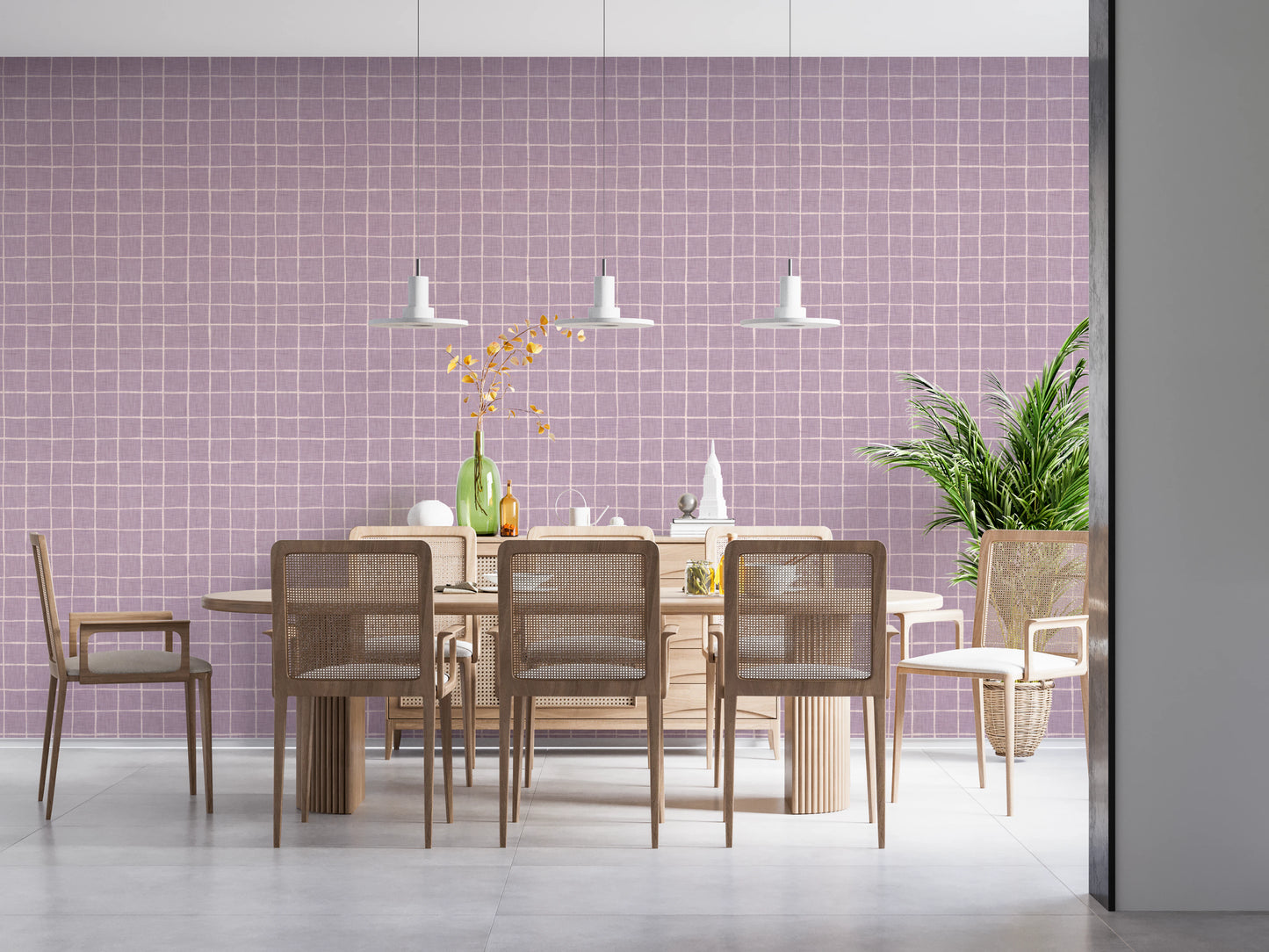 Lavender Linen Grid Wallpaper⁠