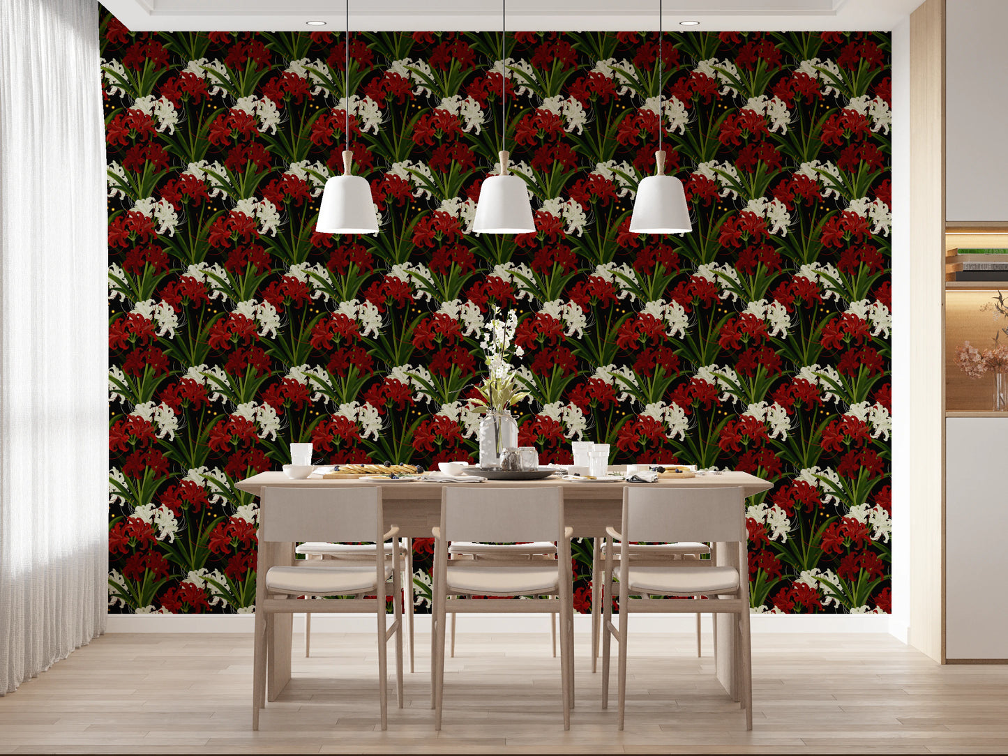 Lycoris Radiata Midnight Romantic spiderlily pattern Wallpaper⁠