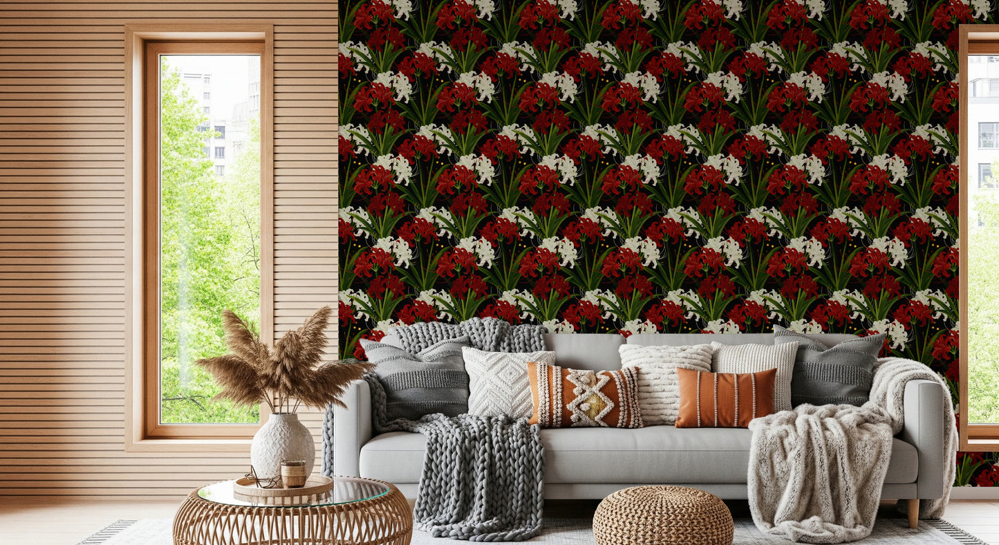 Lycoris Radiata Midnight Romantic spiderlily pattern Wallpaper⁠