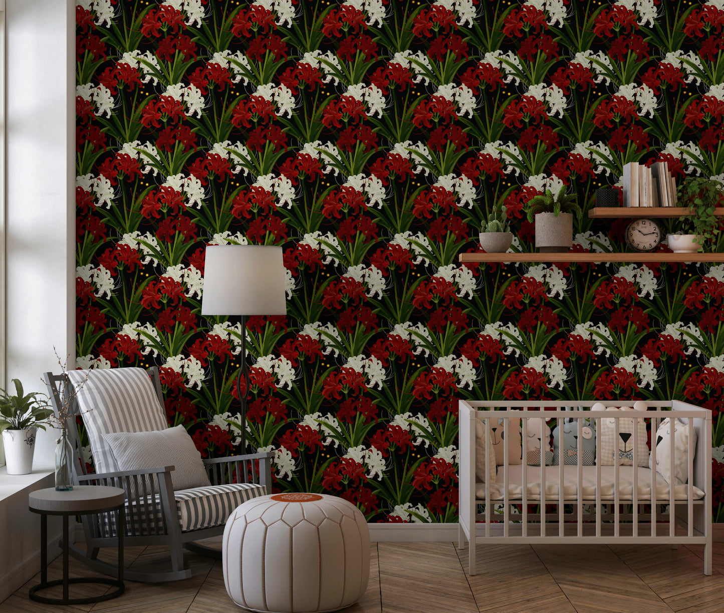 Lycoris Radiata Midnight Romantic spiderlily pattern Wallpaper⁠
