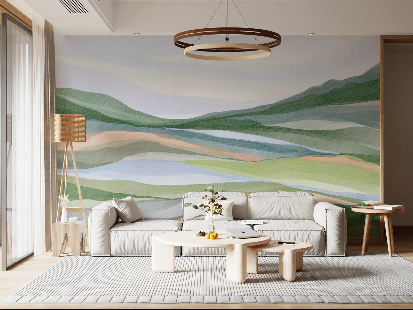 Watercolor Hillscape Wall Mural