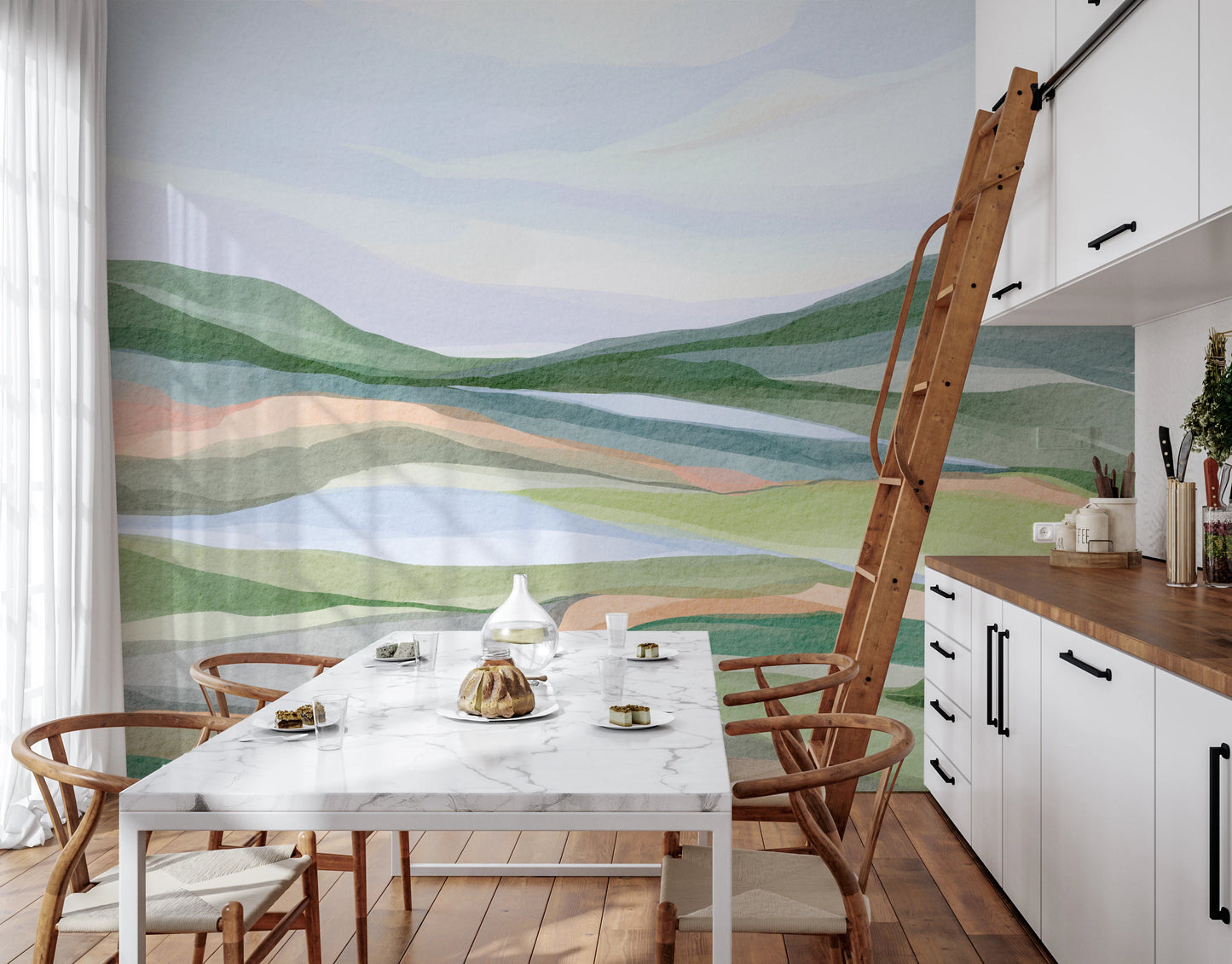 Watercolor Hillscape Wall Mural
