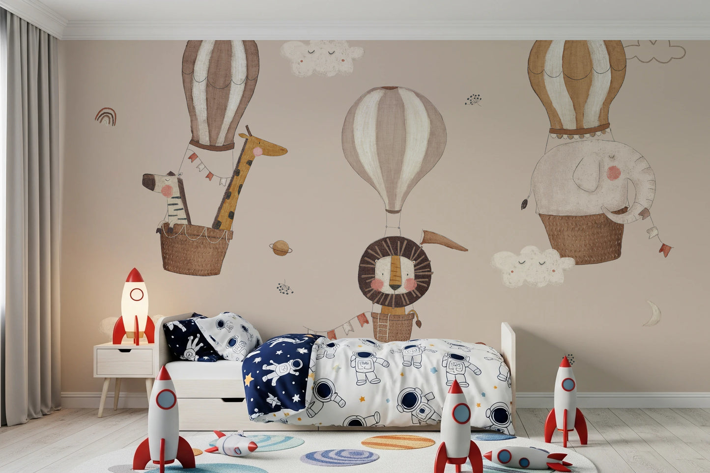 Hot Air Balloon Safari Wall Mural