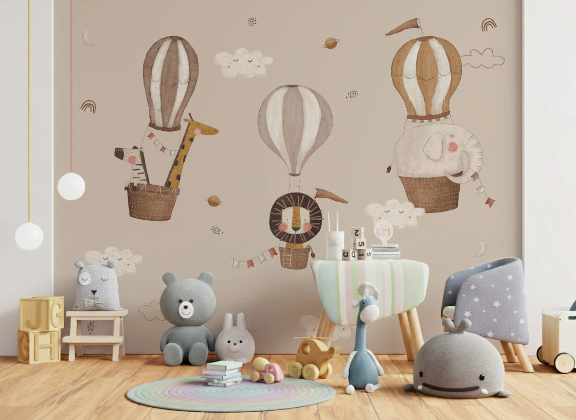 Hot Air Balloon Safari Wall Mural