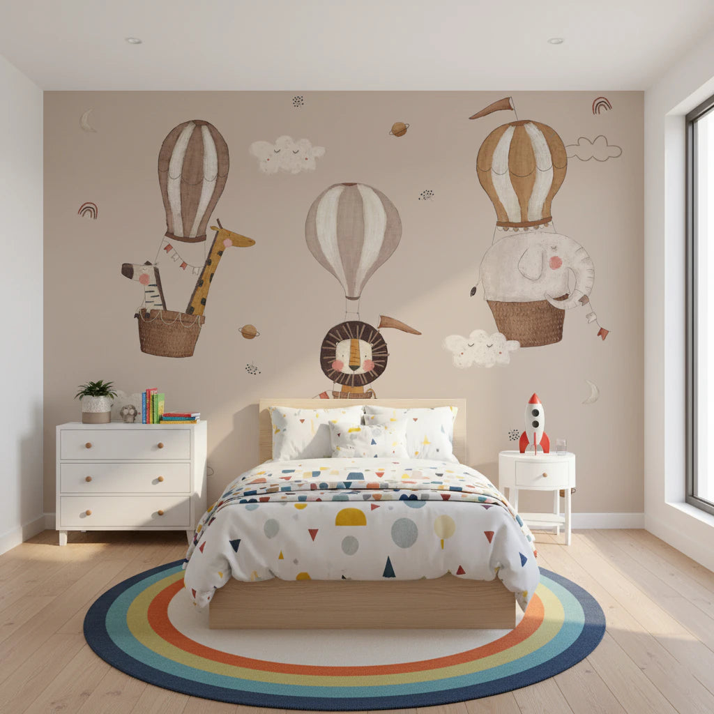 Hot Air Balloon Safari Wall Mural