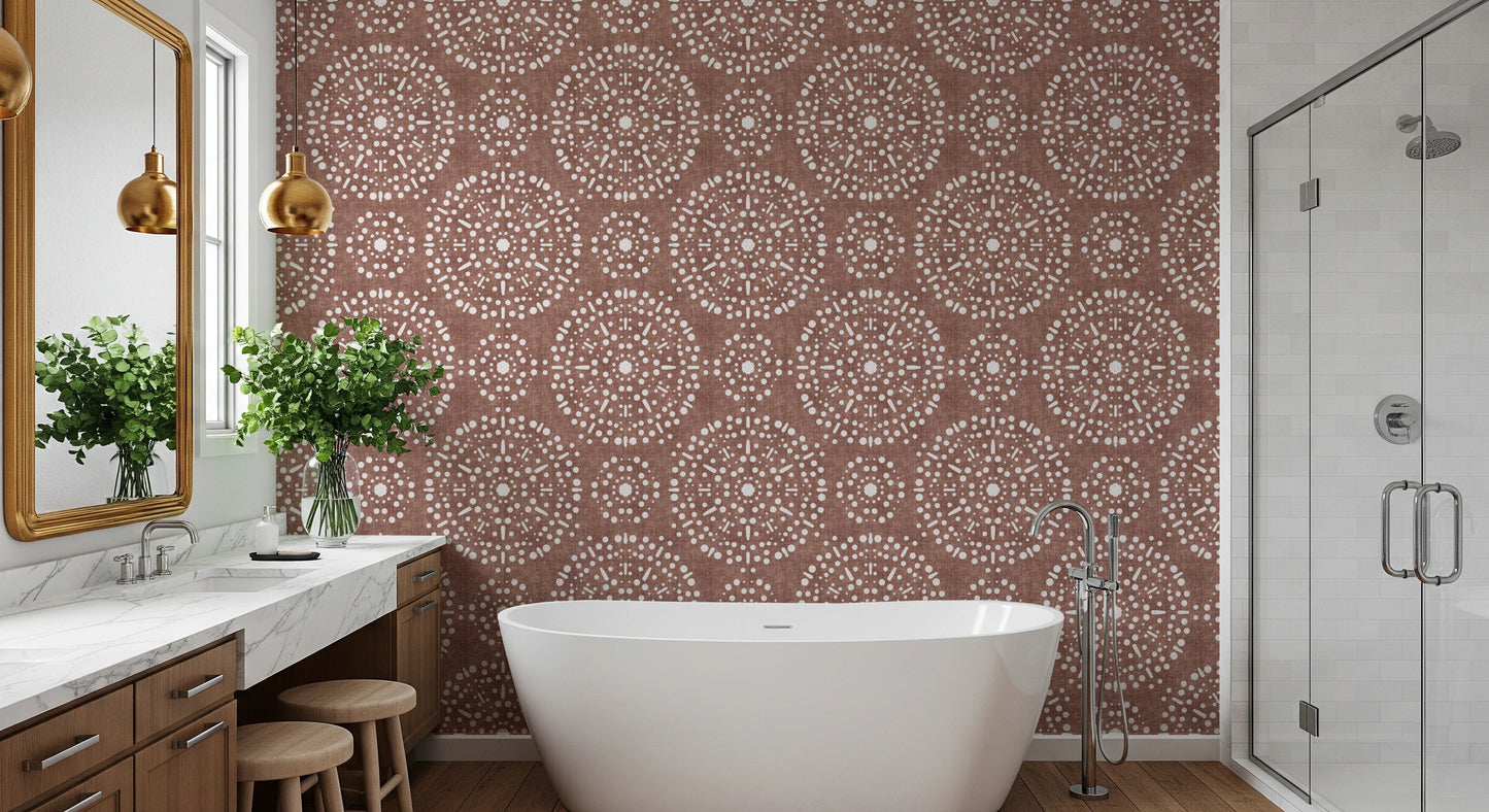 Boho Fireworks Grunge Terracotta Red Wallpaper⁠
