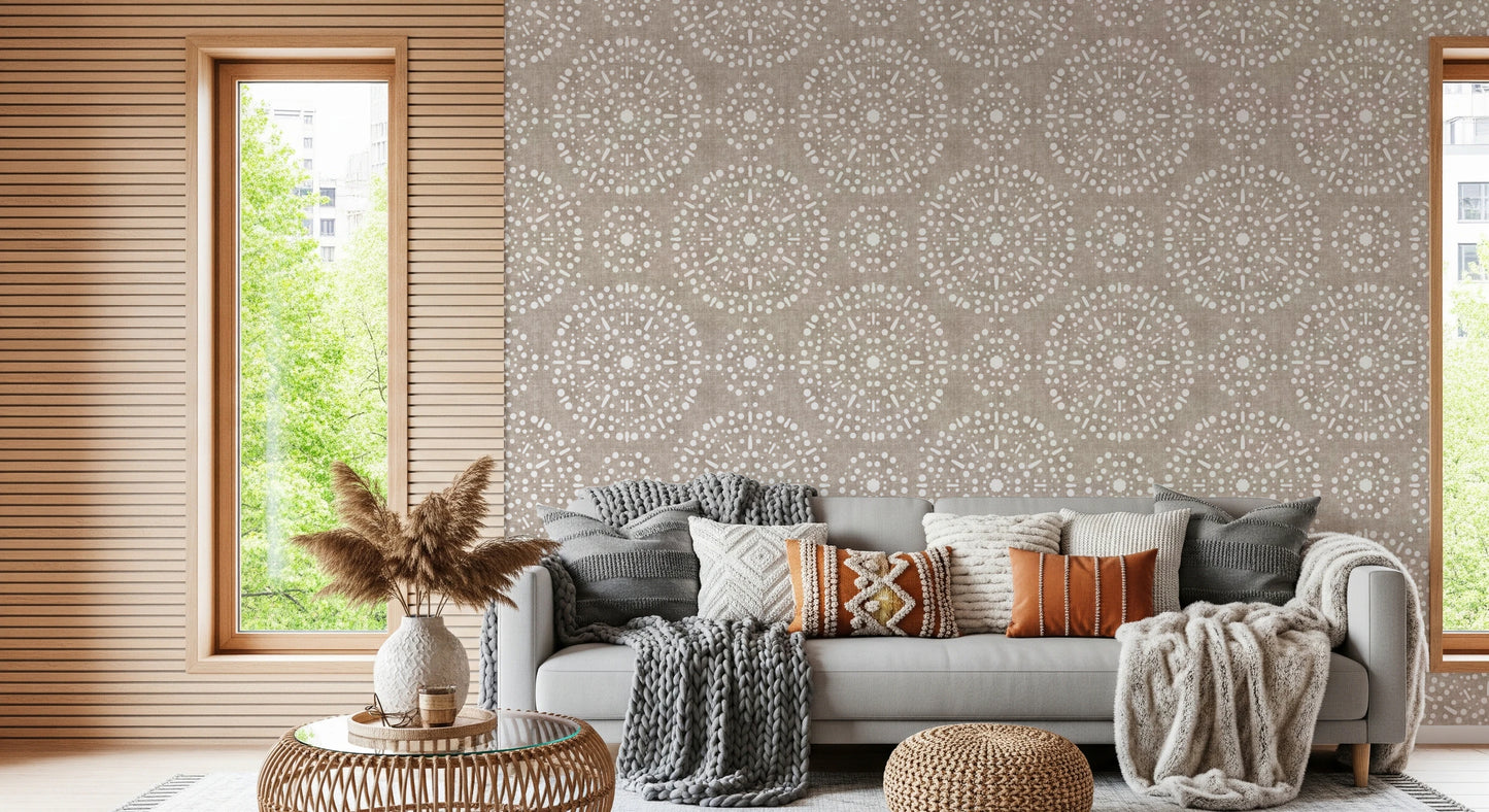 Boho Fireworks Grunge Earthy Beige Wallpaper⁠
