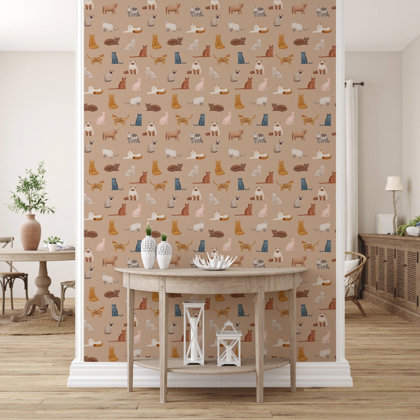 Cats Galore in toffee color Wallpaper⁠