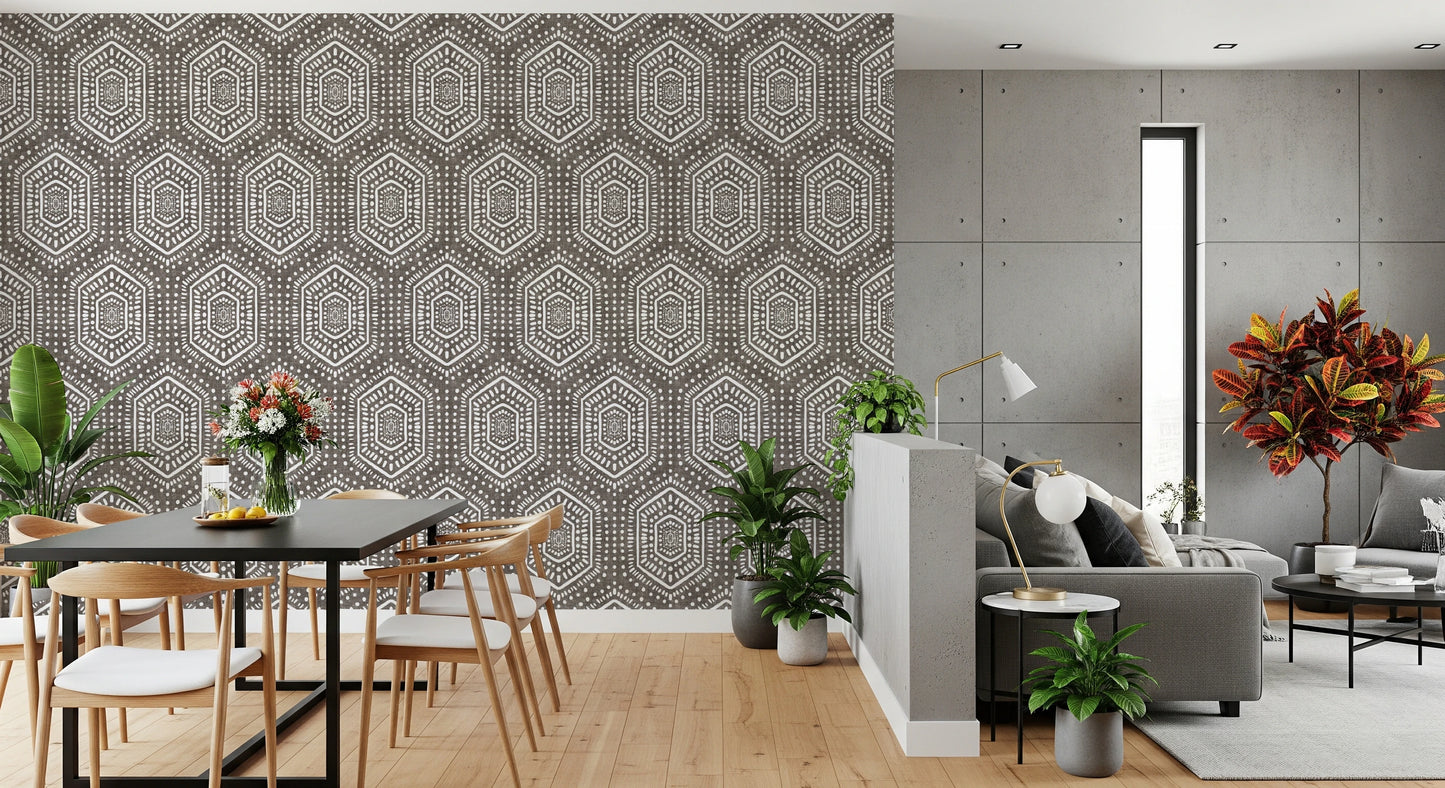 Boho Painted Grunge Dark Bark Wallpaper⁠