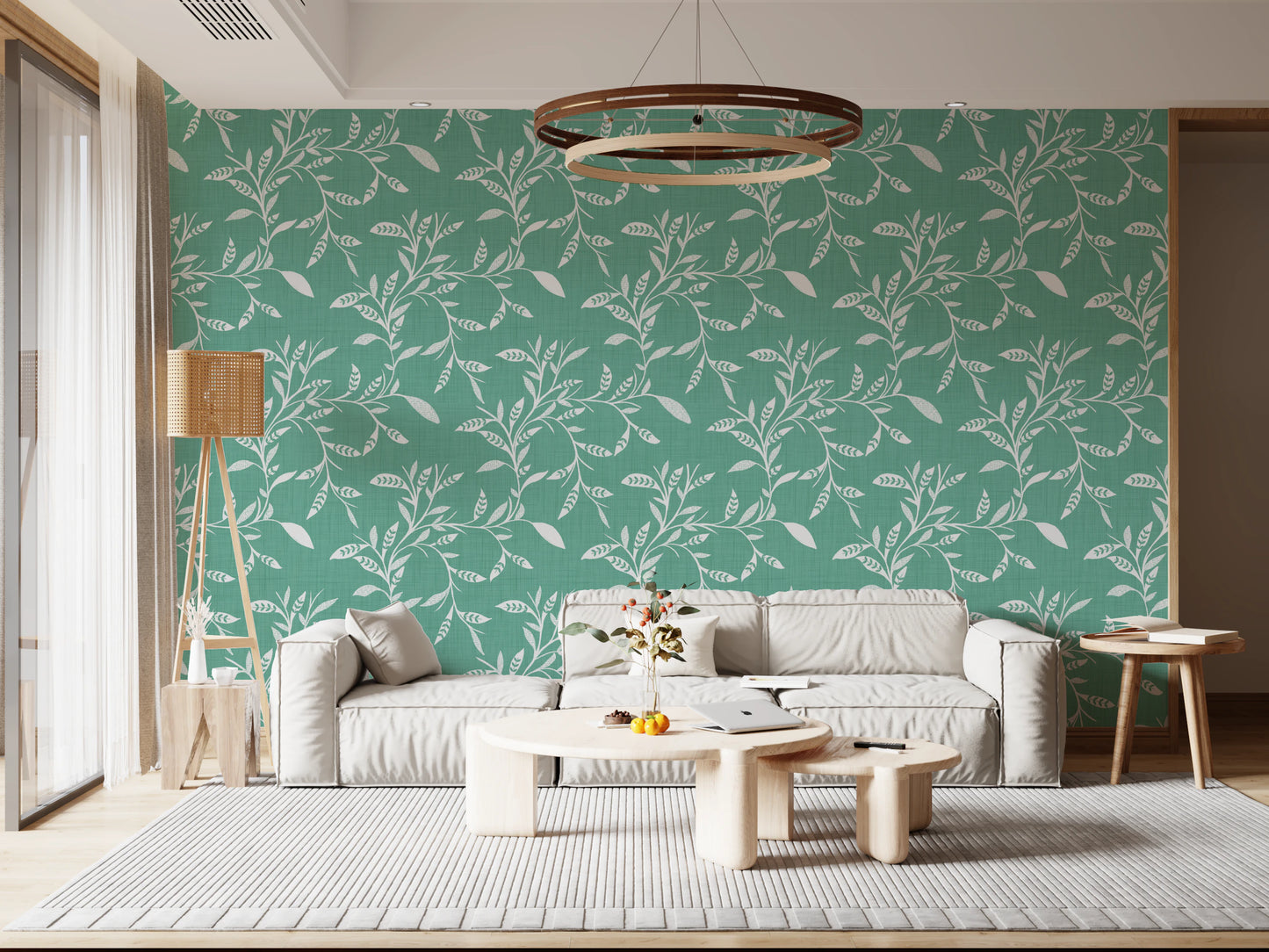 Cozy Scandi Folk Leaf Vine Sage Mint - Craft Blender Wallpaper⁠