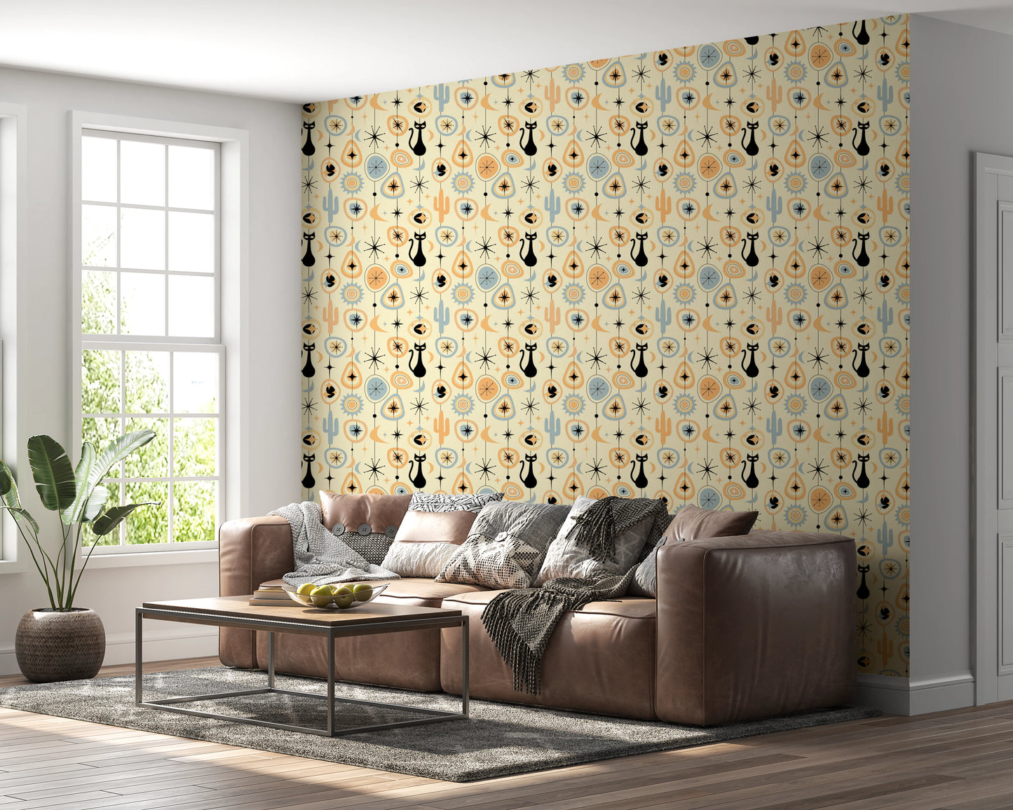 Vintage Atomic Desert Night Wallpaper⁠