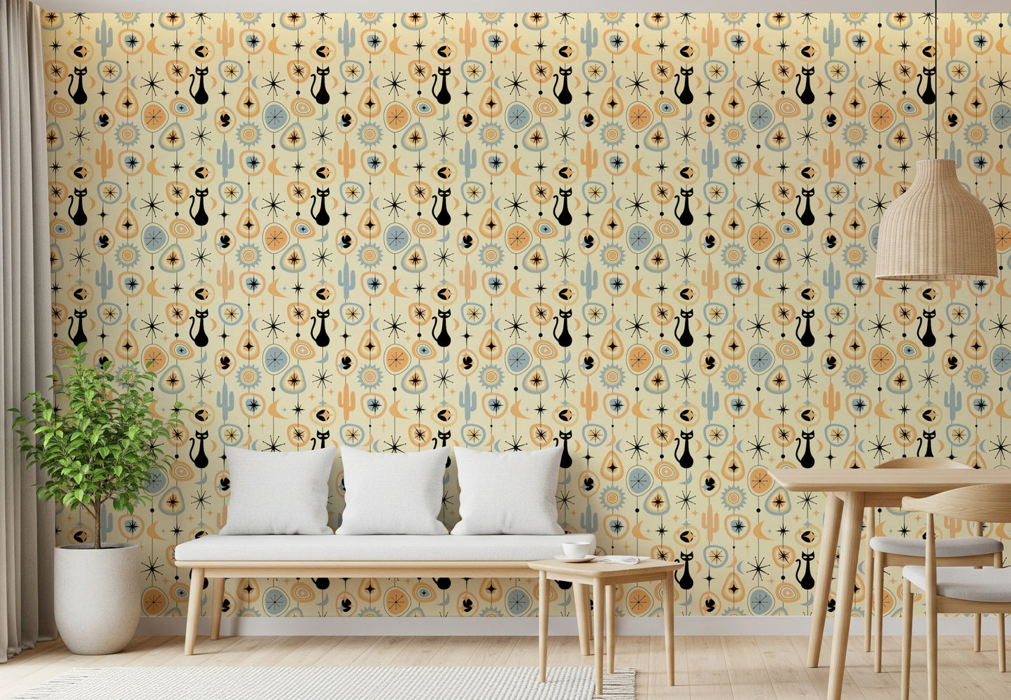 Vintage Atomic Desert Night Wallpaper⁠