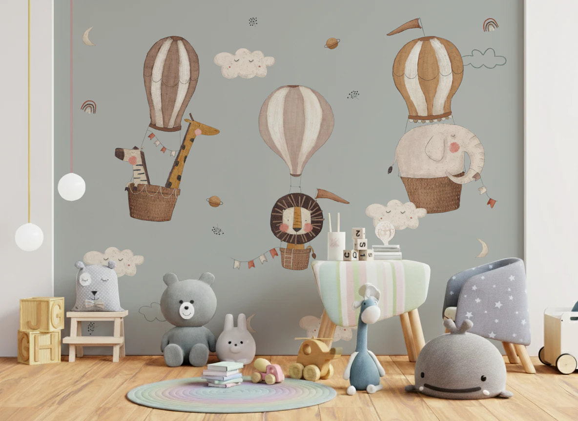Nursery Hot Air Balloons Wall Mural