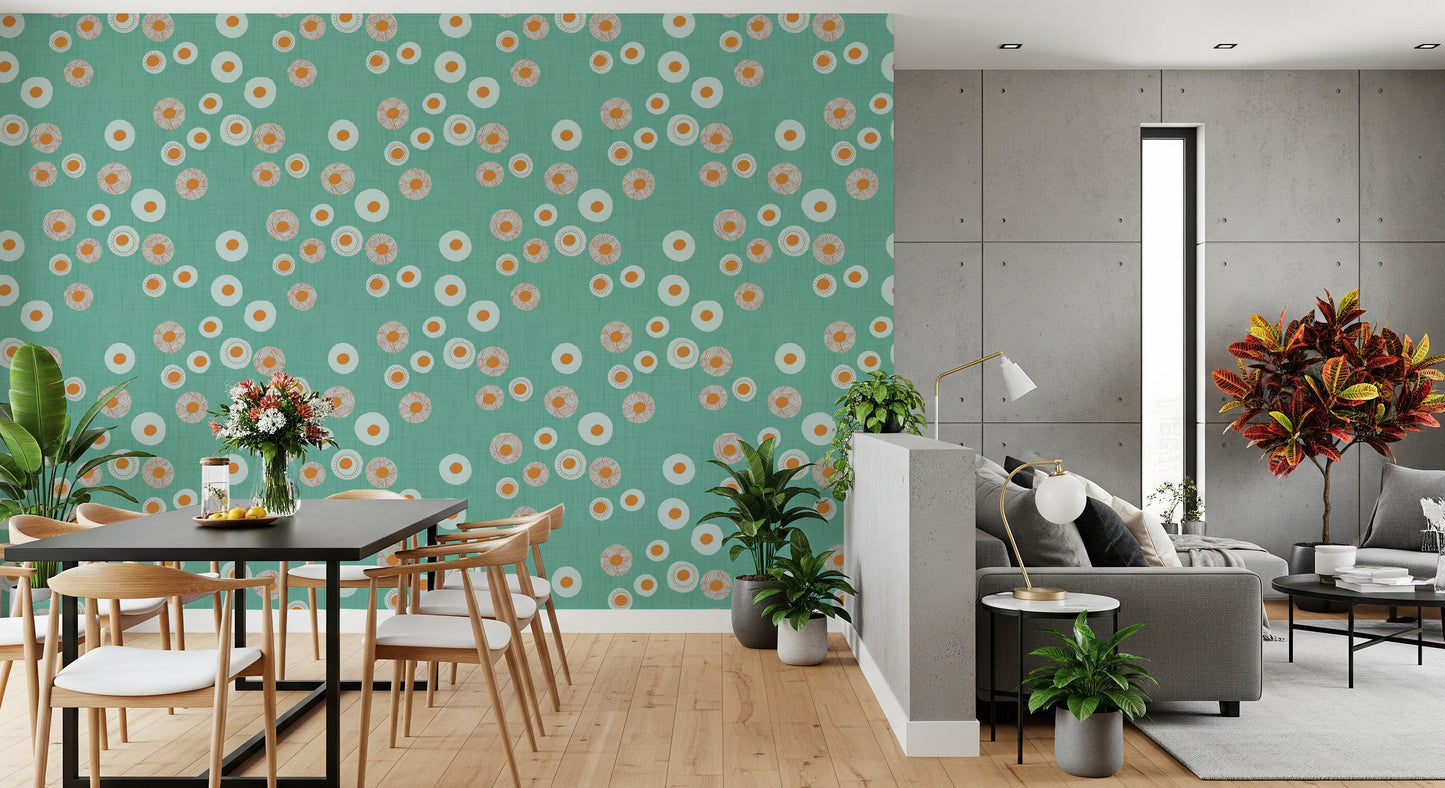 Cozy Scandi Folk Dot Floral Sage Mint - Craft Circle Wallpaper⁠