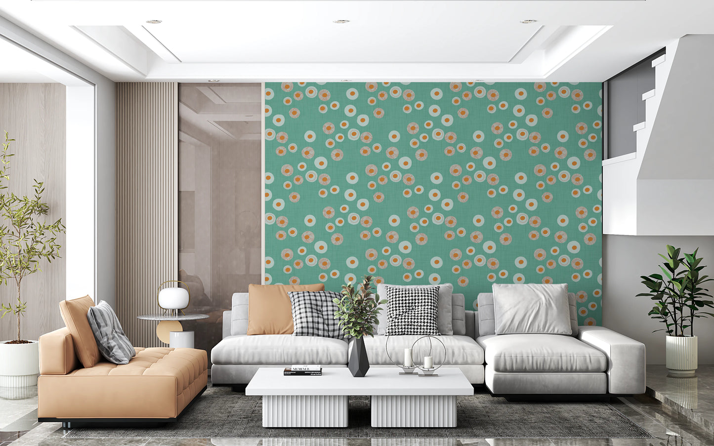 Cozy Scandi Folk Dot Floral Sage Mint - Craft Circle Wallpaper⁠