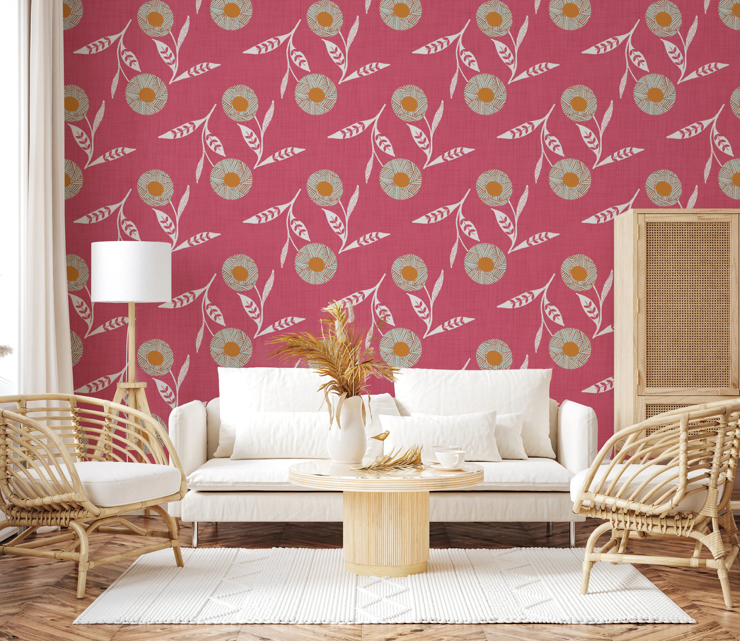 Cozy Scandi Flower Rose Clay - Craft Botanical Wallpaper⁠