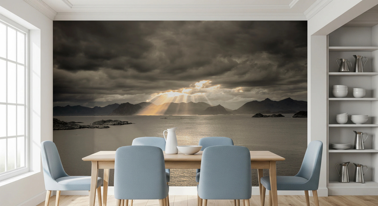 Sunset of Norwegian Fjord Wall Mural