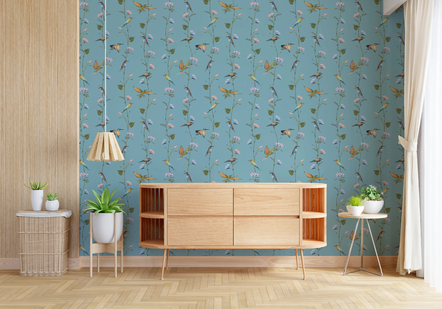 Vintage Birds and Morning Glories Wallpaper⁠