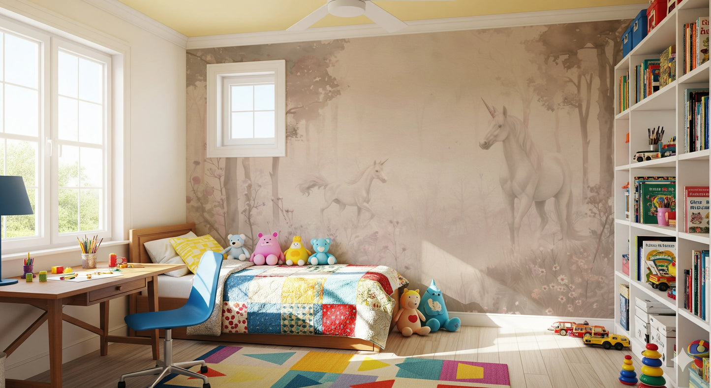 Unicorns in a Magical Dreamy Forest – Shell Wall Mural